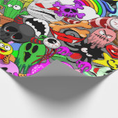 Monsters Leuke Karakters Halloween Patroon Cadeaupapier (Hoek)