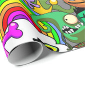 Monsters Leuke Karakters Halloween Patroon Cadeaupapier (Rol Hoek)