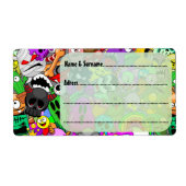 Monsters Leuke Karakters Halloween Patroon Etiket (Voorkant)