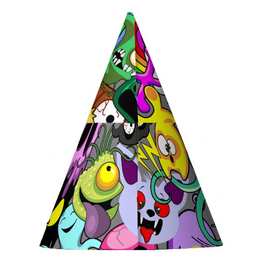 Monsters Leuke Karakters Halloween Patroon Feesthoedjes (Achterkant)