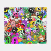 Monsters Leuke Karakters Halloween Patroon Fleece Deken (Voorkant (Horizontaal))