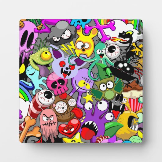 Monsters Leuke Karakters Halloween Patroon Fotoplaat (Voorkant)