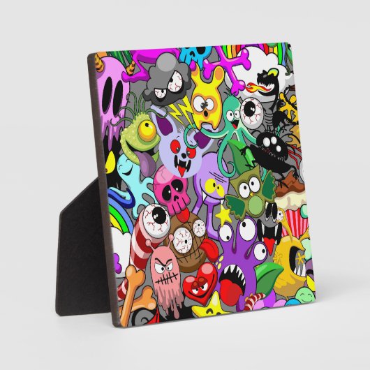 Monsters Leuke Karakters Halloween Patroon Fotoplaat (Voorkant)