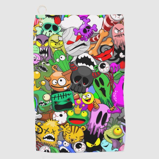 Monsters Leuke Karakters Halloween Patroon Golfhanddoek (Voorkant)