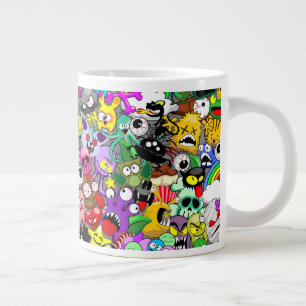 Monsters Leuke Karakters Halloween Patroon Grote Koffiekop