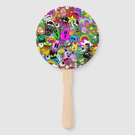 Monsters Leuke Karakters Halloween Patroon Handwaaier (Achterkant)