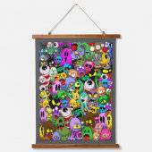 Monsters Leuke Karakters Halloween Patroon Hangend Wandkleed (Voorkant)