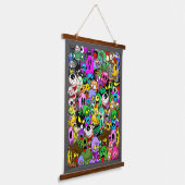 Monsters Leuke Karakters Halloween Patroon Hangend Wandkleed (Gebogen)