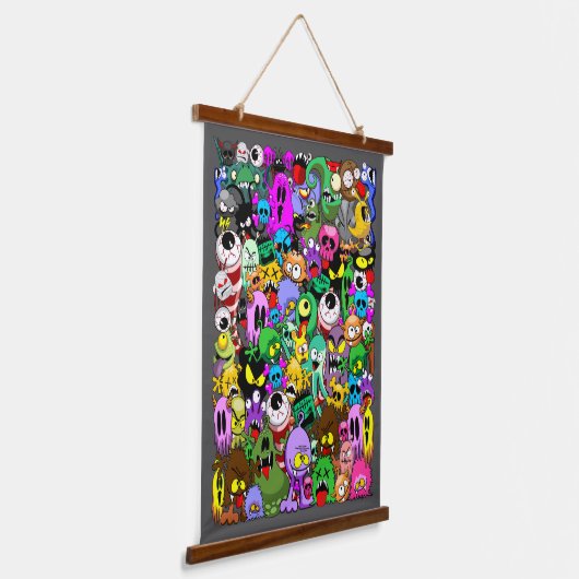 Monsters Leuke Karakters Halloween Patroon Hangend Wandkleed (Gebogen)