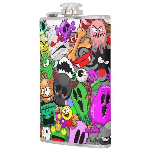 Monsters Leuke Karakters Halloween Patroon Heupfles (Links)