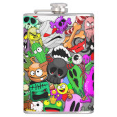 Monsters Leuke Karakters Halloween Patroon Heupfles (Voorkant)