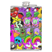 Monsters Leuke Karakters Halloween Patroon Heupfles (Achterkant)