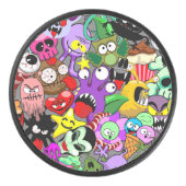 Monsters Leuke Karakters Halloween Patroon Hockey Puck (Voorkant)