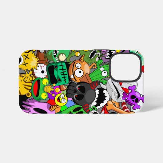 Monsters Leuke Karakters Halloween Patroon iPhone Hoesje (Achterkant horizontaal)