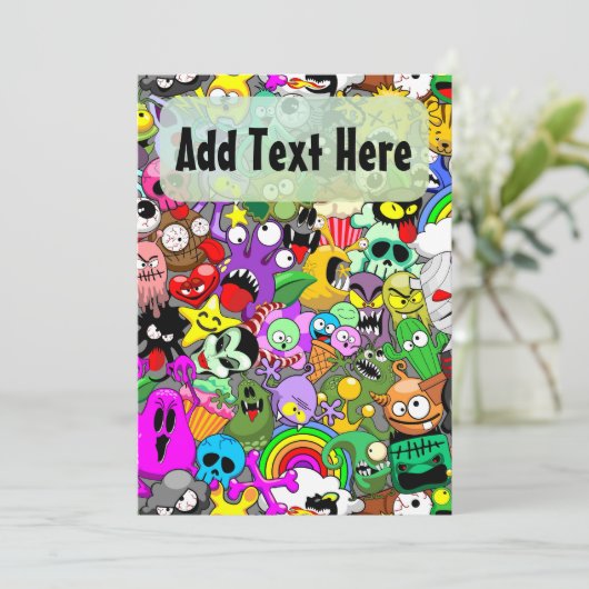 Monsters Leuke Karakters Halloween Patroon Kaart (Staand voorkant)