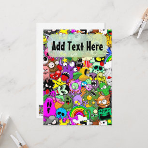 Monsters Leuke Karakters Halloween Patroon Kaart