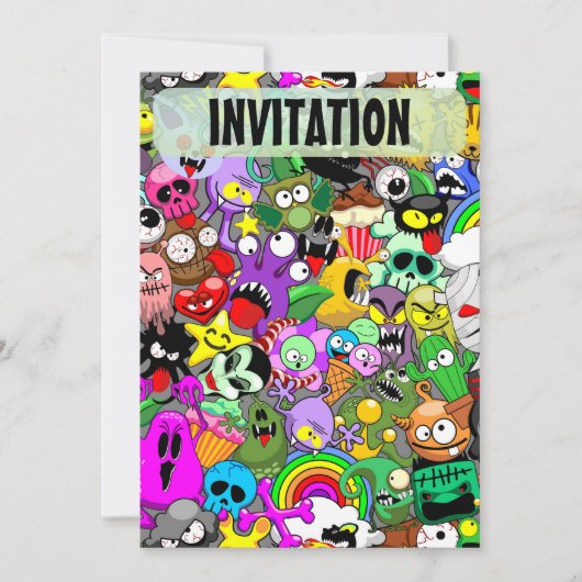 Monsters Leuke Karakters Halloween Patroon Kaart (Voorkant)