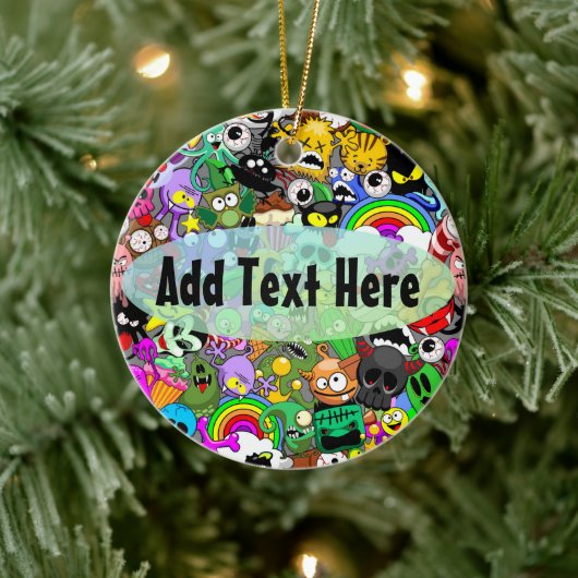 Monsters Leuke Karakters Halloween Patroon Keramisch Ornament (Boom)