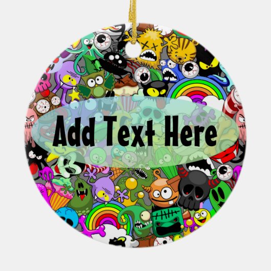 Monsters Leuke Karakters Halloween Patroon Keramisch Ornament (Achterkant)