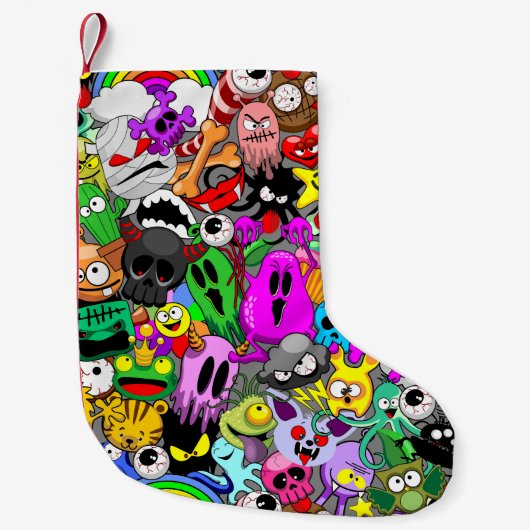 Monsters Leuke Karakters Halloween Patroon Kleine Kerstsok (Voorkant)