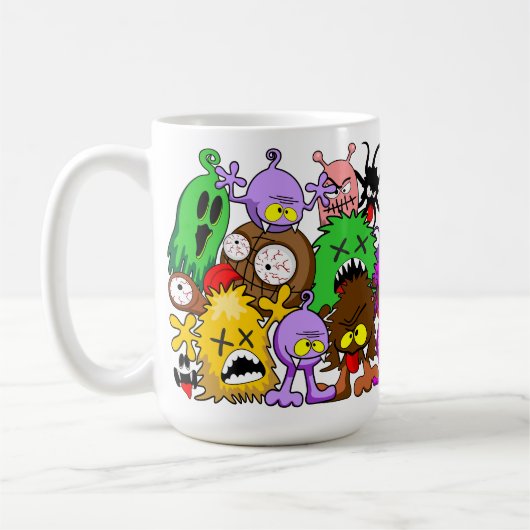 Monsters Leuke Karakters Halloween Patroon Koffiemok (Links)
