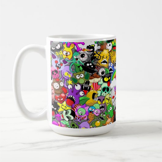 Monsters Leuke Karakters Halloween Patroon Koffiemok (Links)