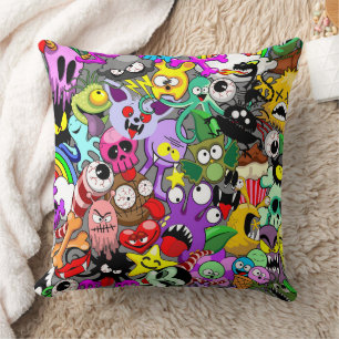 Monsters Leuke Karakters Halloween Patroon Kussen