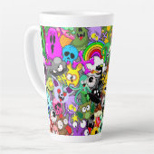 Monsters Leuke Karakters Halloween Patroon Latte Mok (Linkerhoek)