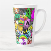 Monsters Leuke Karakters Halloween Patroon Latte Mok (Rechts)