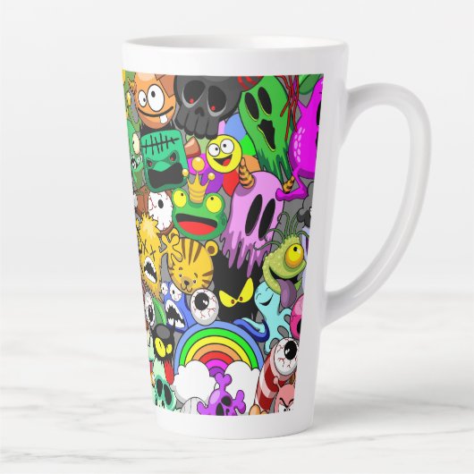 Monsters Leuke Karakters Halloween Patroon Latte Mok (Rechts)