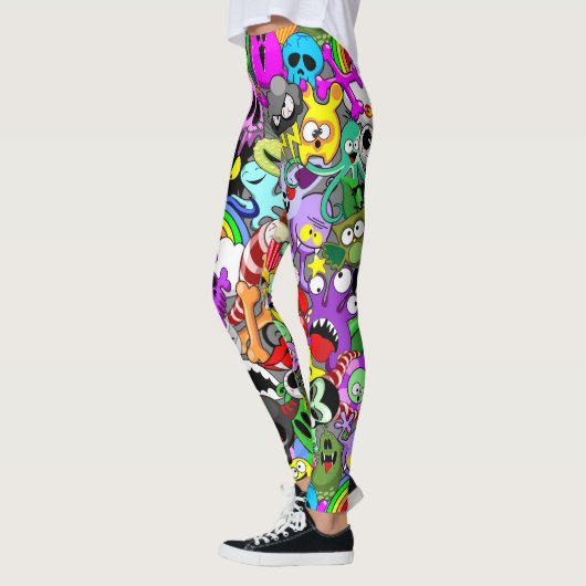 Monsters Leuke Karakters Halloween Patroon Leggings (Links)