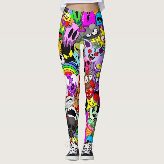 Monsters Leuke Karakters Halloween Patroon Leggings (Voorkant)