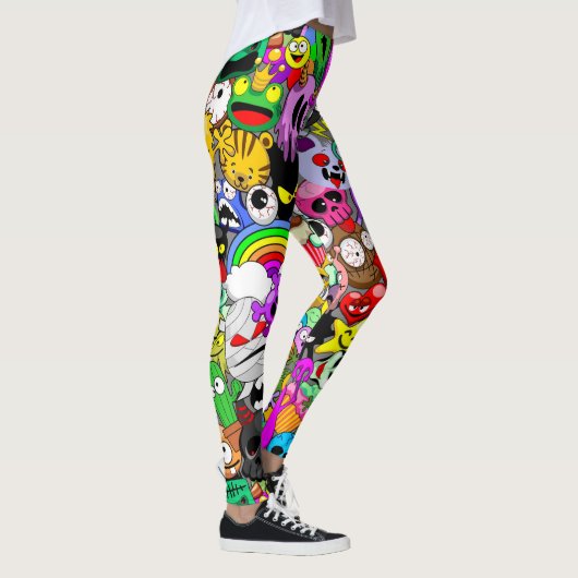 Monsters Leuke Karakters Halloween Patroon Leggings (Rechts)