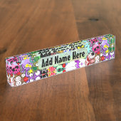 Monsters Leuke Karakters Halloween Patroon Naambordje (Zijkant)