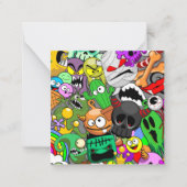 Monsters Leuke Karakters Halloween Patroon Notitiekaartje (Voorkant)