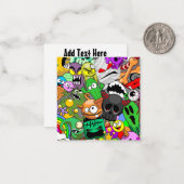Monsters Leuke Karakters Halloween Patroon Notitiekaartje (Voorkant / Achterkant in situ)