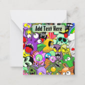 Monsters Leuke Karakters Halloween Patroon Notitiekaartje (Voorkant)