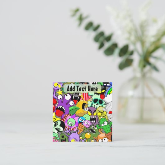 Monsters Leuke Karakters Halloween Patroon Notitiekaartje (Staand voorkant)