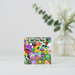 Monsters Leuke Karakters Halloween Patroon Notitiekaartje