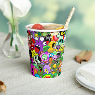 Monsters Leuke Karakters Halloween Patroon Papieren Bekers