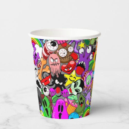 Monsters Leuke Karakters Halloween Patroon Papieren Bekers (Achterkant)