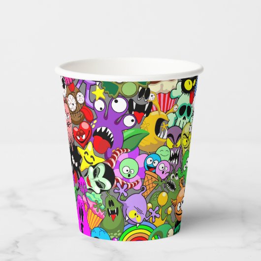 Monsters Leuke Karakters Halloween Patroon Papieren Bekers (Voorkant)