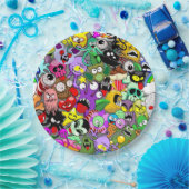 Monsters Leuke Karakters Halloween Patroon Papieren Bordje (Feest)