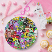 Monsters Leuke Karakters Halloween Patroon Papieren Bordje (Feest)