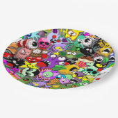 Monsters Leuke Karakters Halloween Patroon Papieren Bordje (Gekanteld)