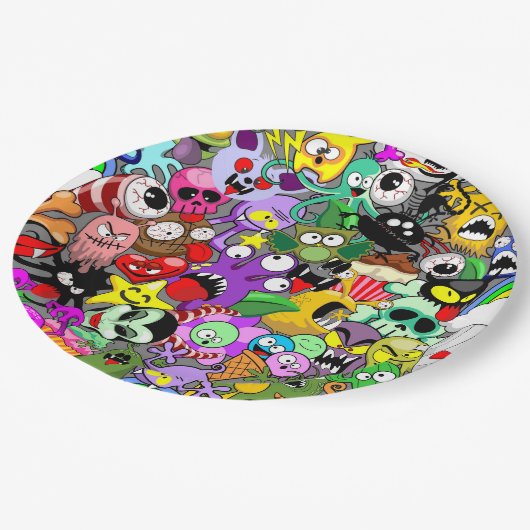 Monsters Leuke Karakters Halloween Patroon Papieren Bordje (Gekanteld)