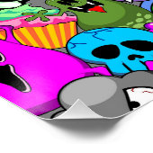 Monsters Leuke Karakters Halloween Patroon Perfect Poster (Hoek)