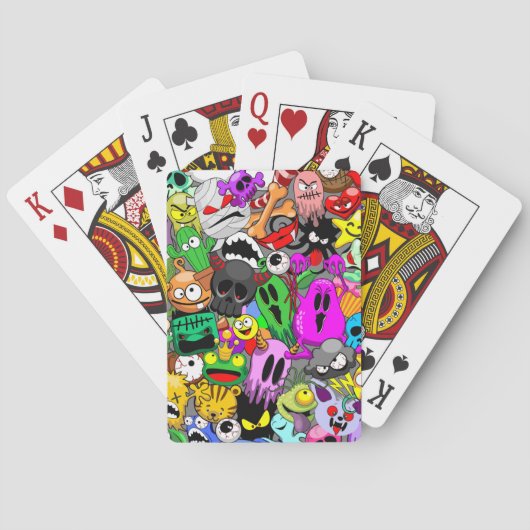 Monsters Leuke Karakters Halloween Patroon Pokerkaarten (Achterkant)