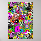 Monsters Leuke Karakters Halloween Patroon Poster (Voorkant)