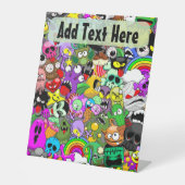 Monsters Leuke Karakters Halloween Patroon Reclamebord Met Voetstuk (Voorkant)